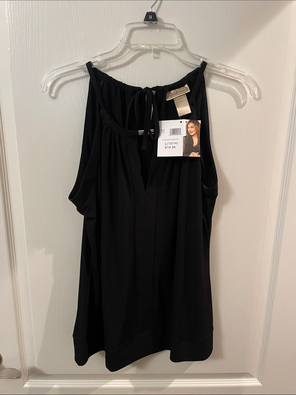 Miss Tina Black Sleeveless Tie-Neck Camisole